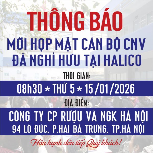 THÔNG BÁO: MỜI HỌP MẶT CÁN BỘ CÔNG NHÂN VIÊN ĐÃ NGHỈ HƯU TẠI CÔNG TY